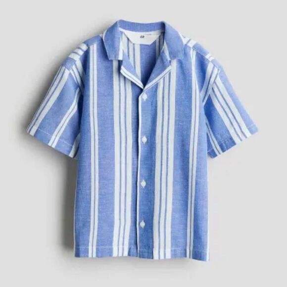 H&M Striped Blue Boys Button Down Shirt(Size 8-9 yrs) - Picture 1 of 5